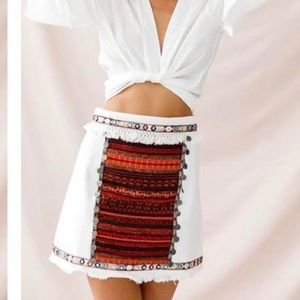 Selfie Leslie Inca Embellished Skirt- White